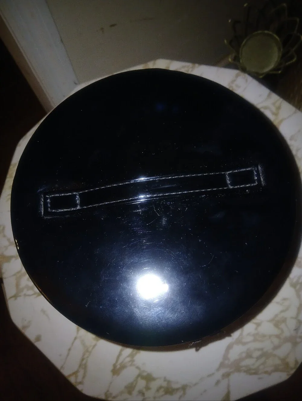 Black faux patent leather Lancôme Cosmetic Bag.